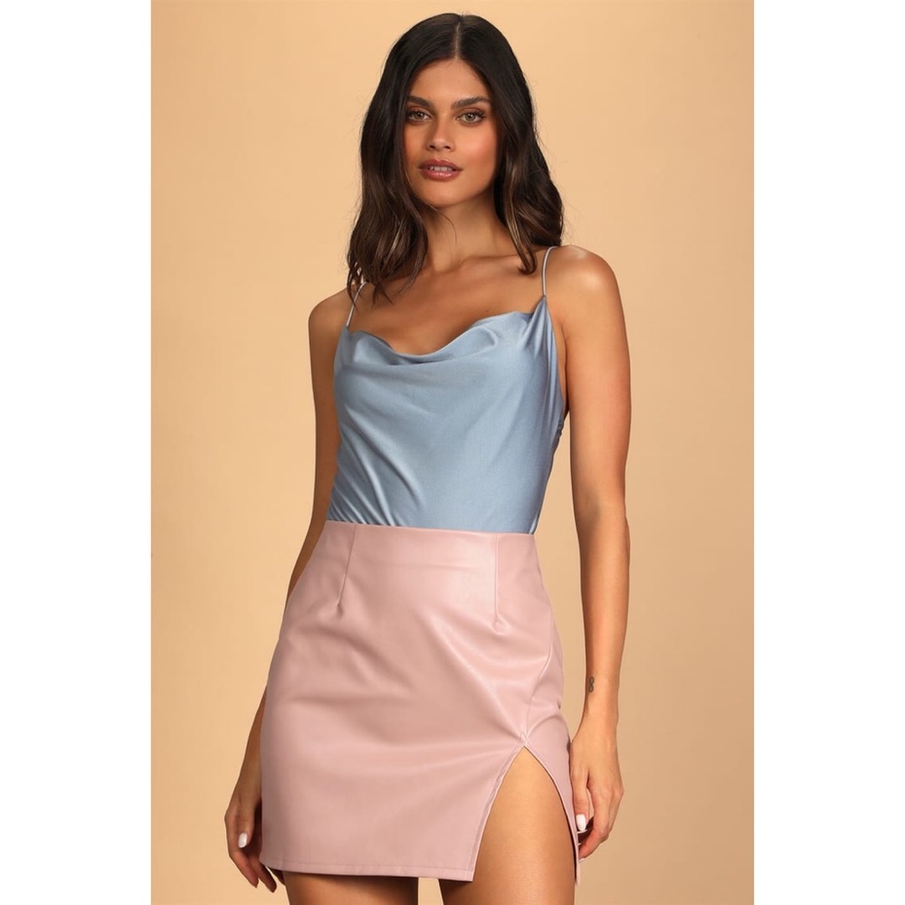 Lulu’s Walking The Walk Blush Pink Vegan Leather Mini Skirt X-Large